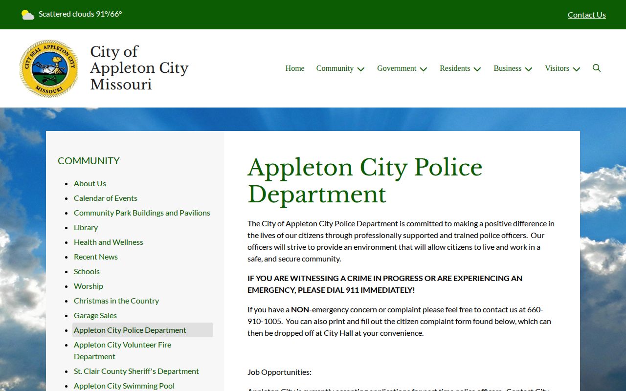 St. Clair County Appleton City arrest-record source page